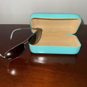 Tiffany women’s aviator silver frame mirrored polarized sunglasses -side gems